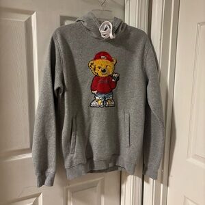 Gray Sweatshirt Sweater Hoodie with Bear Design Size Small